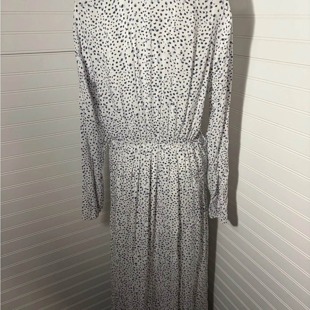 Anthropologie - Long Sleeve White Polka Dot Shirt Dress - Picture 11 of 11